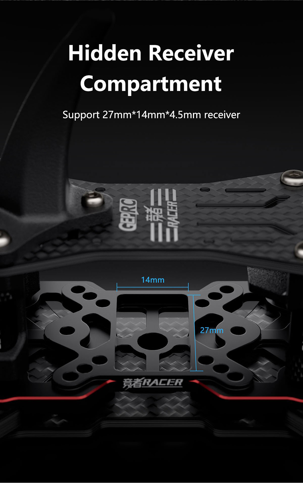 GEPRC RACER 208mm Wheelbase Carbon Fiber 5 Inch Frame Kit Support HDZero for RC Drone FPV Racing