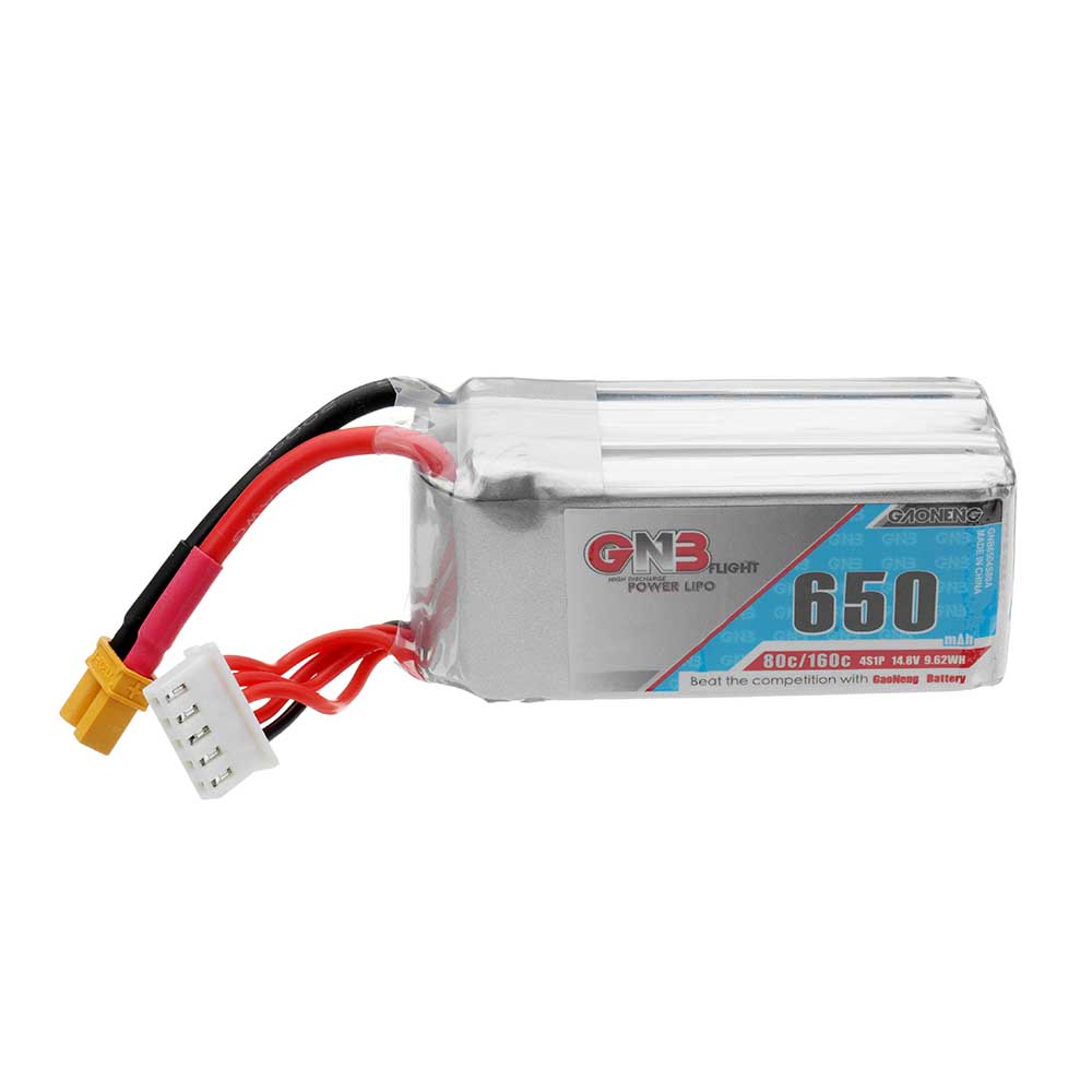 Gaoneng GNB 14.8V 650mAh 80C 4S LiPo Battery XT30U-F Plug for RC Drone