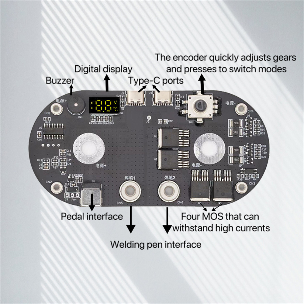 Farad Capacitor Spot Welder OLED Display 2.7V 3000F Spots Welding Machine 99 Gears Semi-automatic Weld Tool Dual Type C Charging