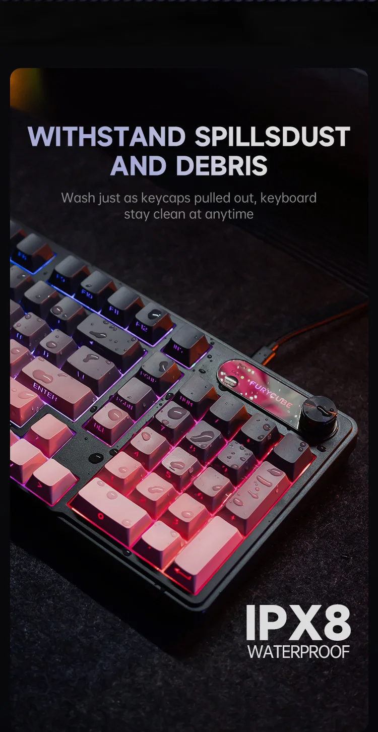 FURYCUBE IP98 98キーゲーミングキーボード、インテリジェントノブ付き