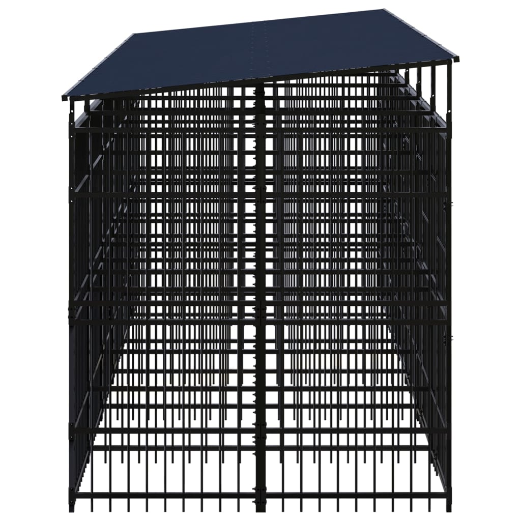 Outdoor Dog Kennel with Roof Steel 119 ft²