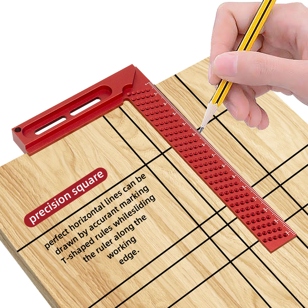 160mm Aluminum Alloy Woodworking Square Cross Calibration Ruler Precision T Ruler Scribing Marking Gauge