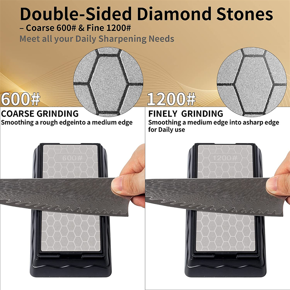 Double-Side Base Diamond Sharpening Stone Whetstone Grinding 400/600/1000/1200 Grit Sharpener