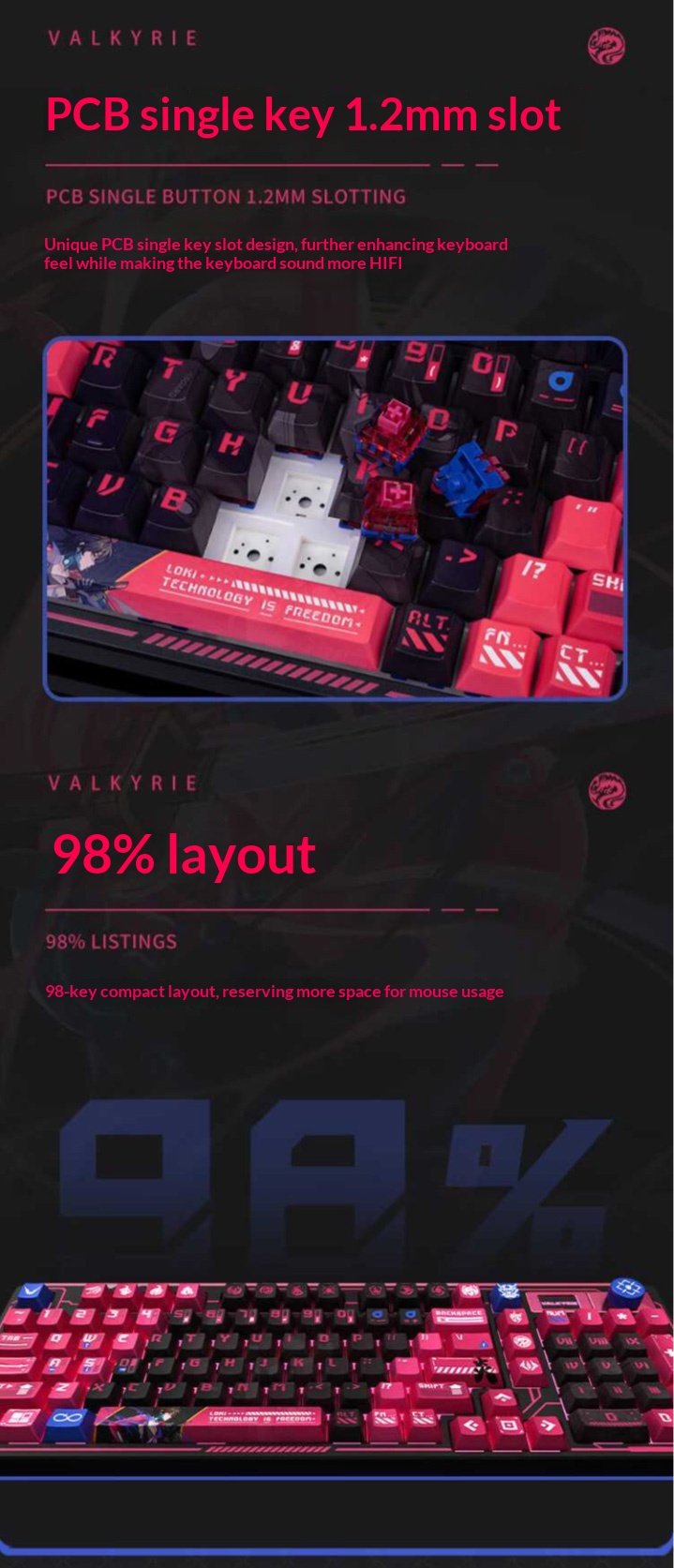 VALKYRIE VK99 三モード機械式ゲーミングキーボード TFTディスプレイと