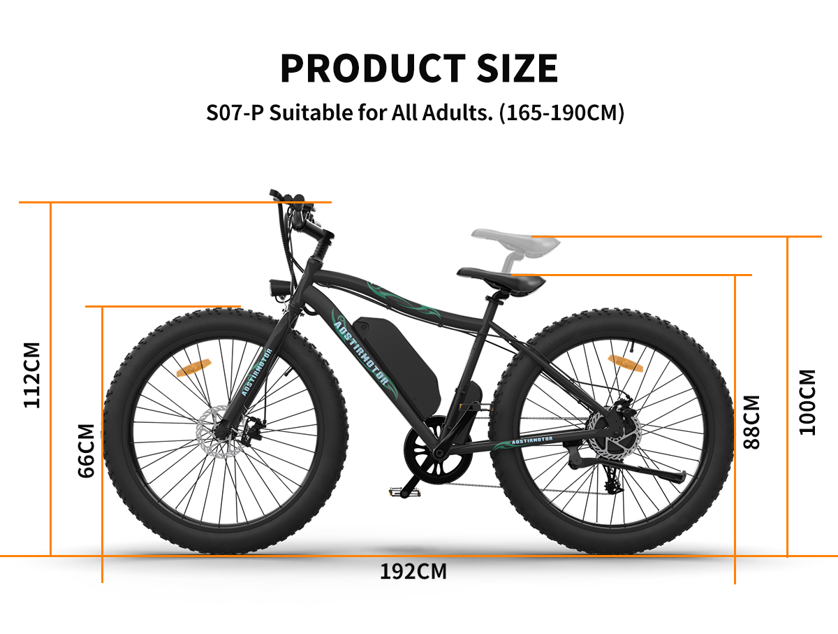 [USA Direct] AOSTIRMOTOR S07-P 36V 13AH 500W 26inch Electric Bicycle 25-35KM Max Mileage 140KG Max Load Electric Bike