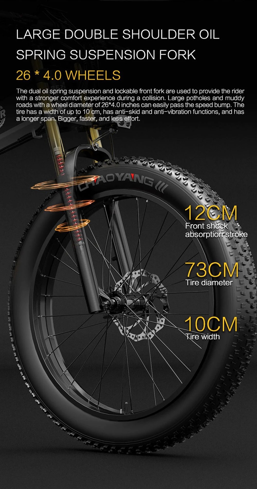 [US DIRECT] BEZIOR X-PLUS 48V 17.5AH 1500W Electric Bicycle 26*4.0 Inch 130KM Mileage Range Max Load 200KG
