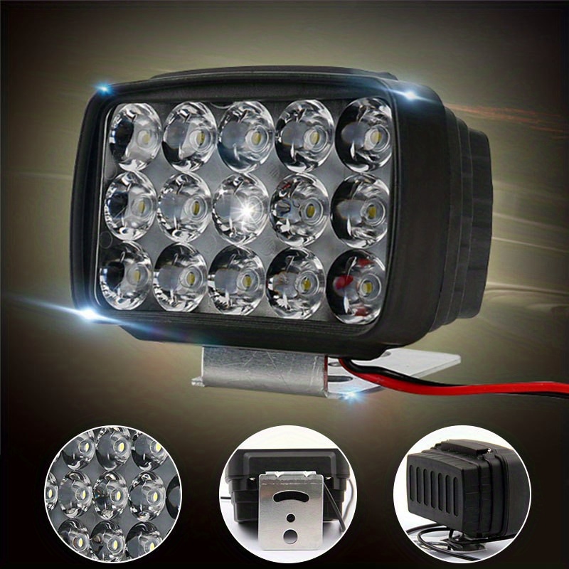 DC 12V-80V 30W 6500K Electric Motorcycle Headlight Spotlight 15LED Spotlight Beads Spotlight Light