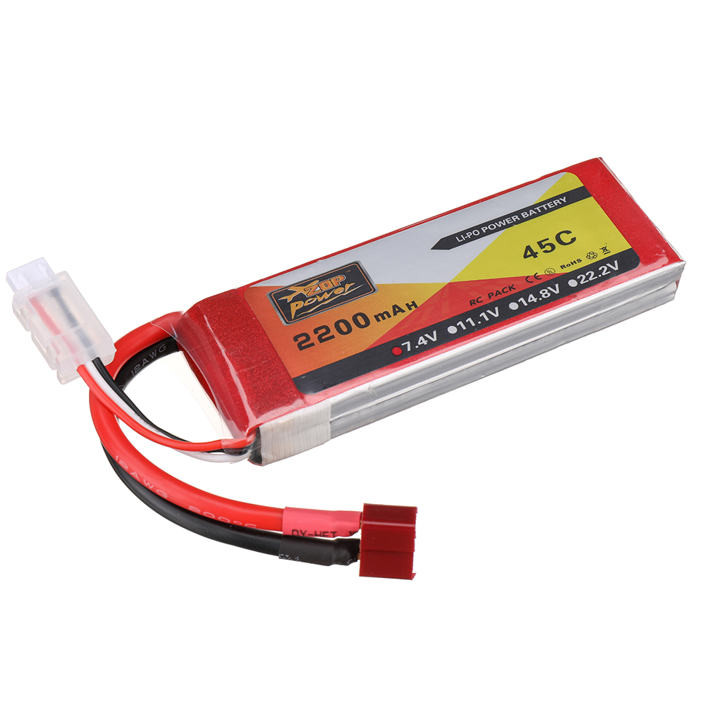 ZOP Power 7.4V 2200mAh 45C 2S LiPo Battery T Plug for RC Car