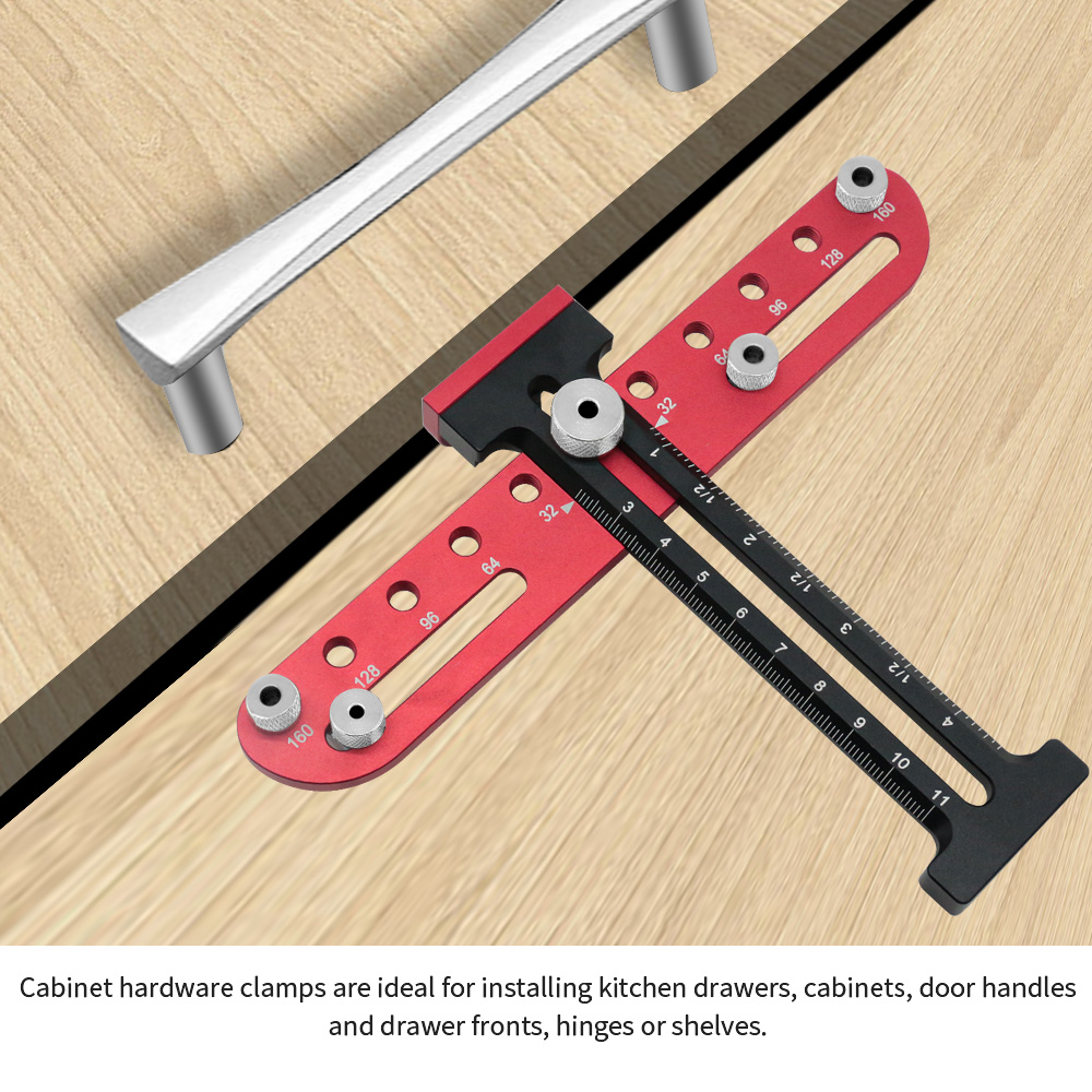 Cabinet Hardware Jig Door Cabinet Handle Hole Pitch Punch Locator for Installation of Handles Knobs on Doors Drawer