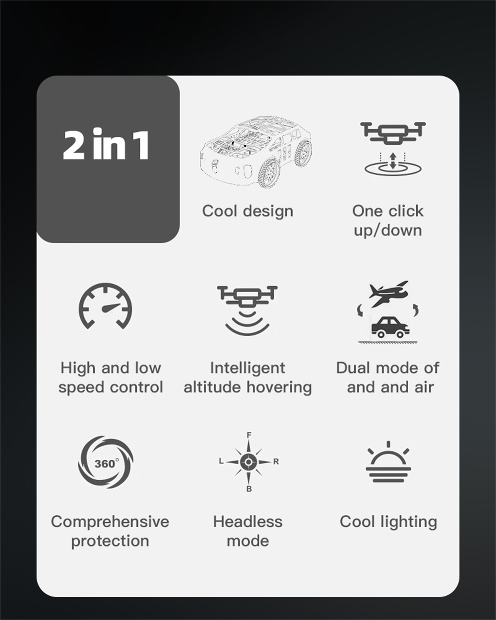 ZLL SG900 PRO 2-in-1 Land Air Altitude Hold Headless Mode LED Light 2.4G RC Flying Car Drone Quadcopter RTF