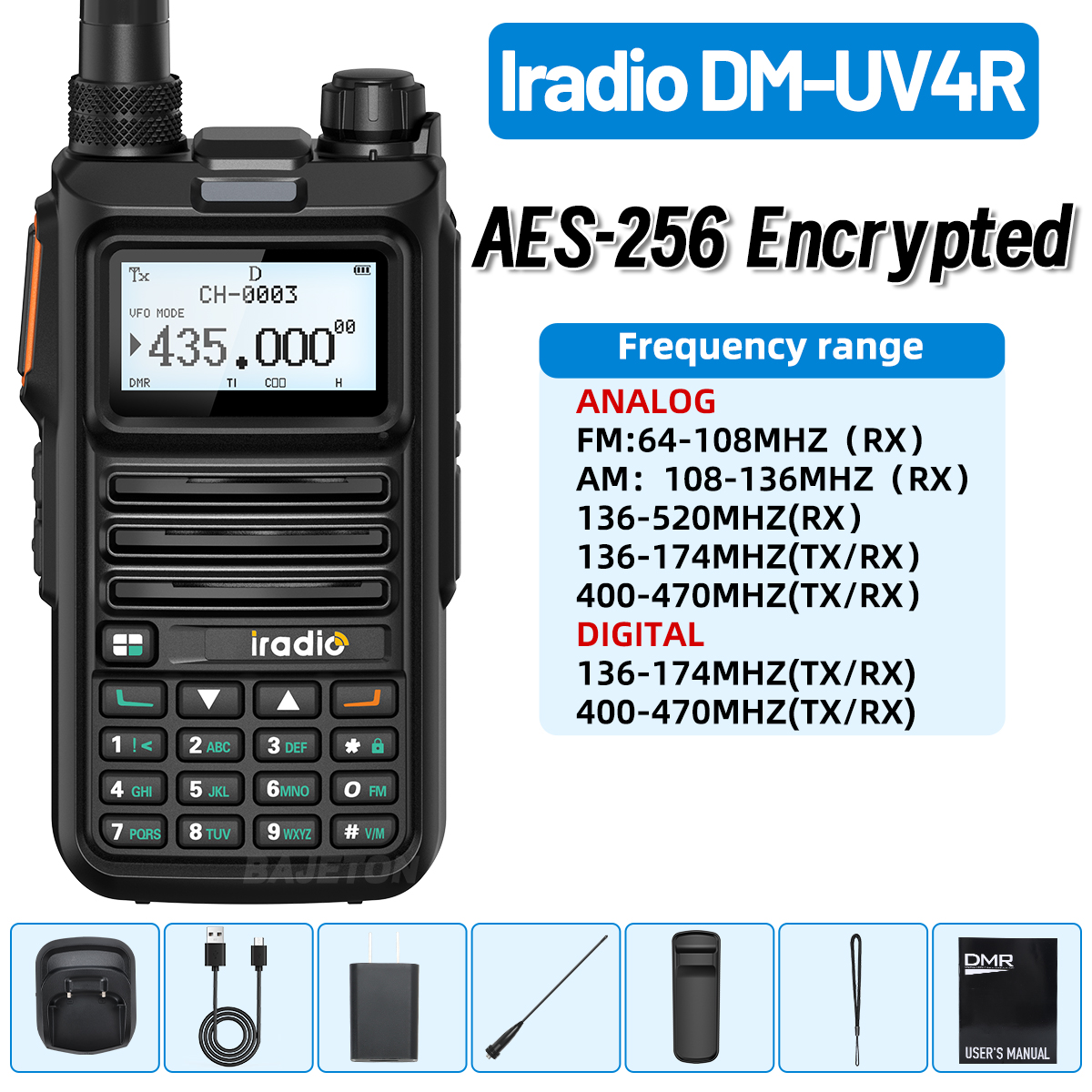 IRadio DM-UV4R DMR Digital Analog Walkie Talkie Dual Mode 1024