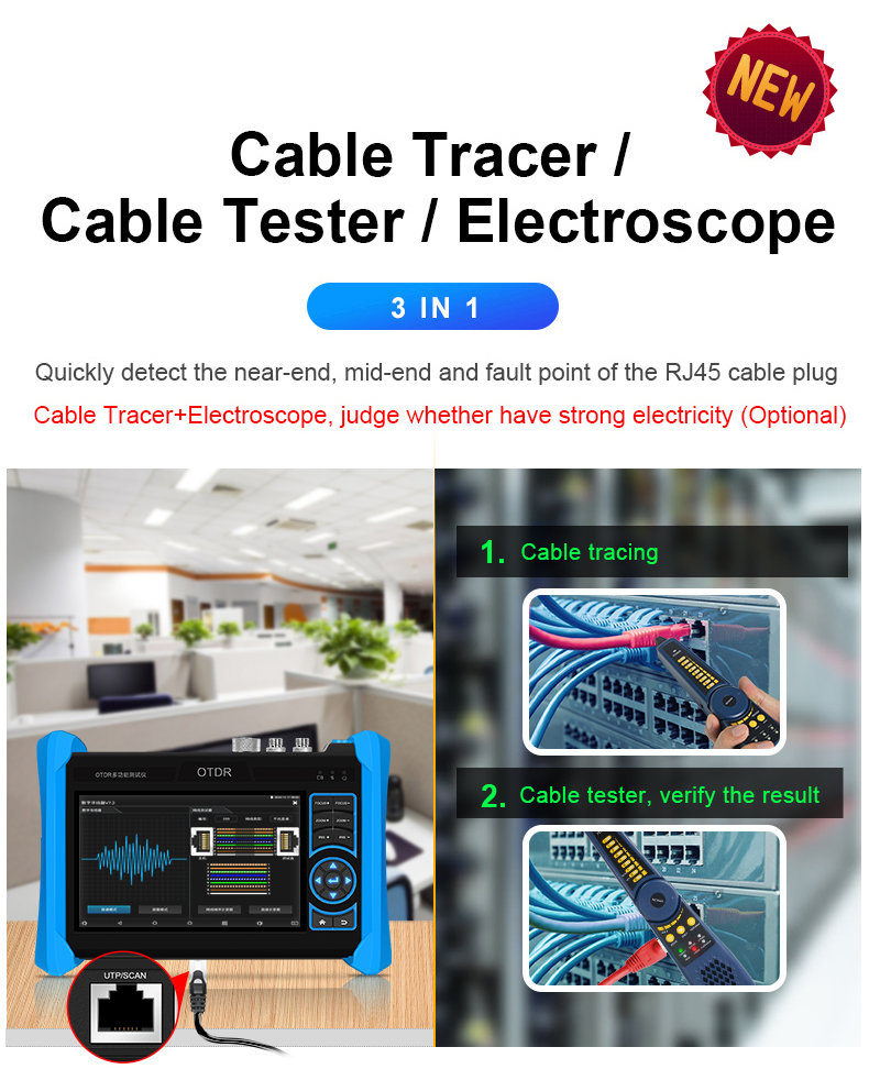 NetMaster MT6810 OTDR Network Coaxial Cable Tester with Fiber Optic Fault Locator Efficiently Locate Cable Breaks and Obstructions