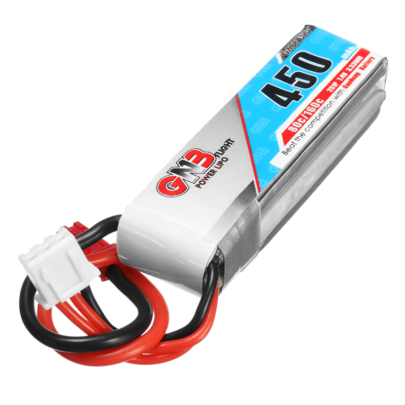 Gaoneng GNB 7.4V 450mAh 80C 2S LiPo Battery JST Plug for RC Drone