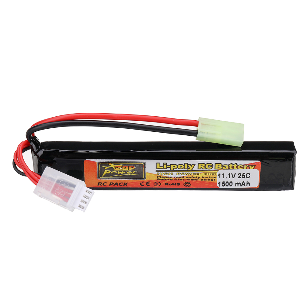 ZOP Power 11.1V 1500mAh 25C 3S LiPo Battery Tamiya Plug With T Plug Adapter Cable for RC Car