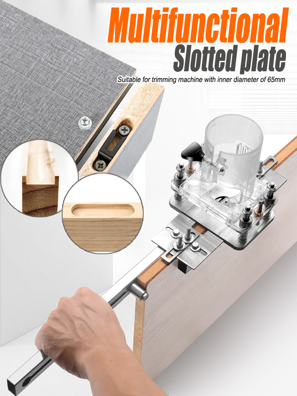 2 in 1 Woodworking Connector Slotter Wardrobe Cabinet Invisible Fastener Hinge Hole Opener Mold Trimming Machine Woodworking Tool