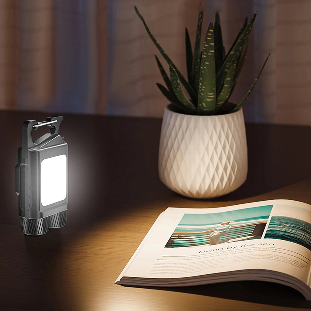 2 in1 Mini Outdoor Portable LED Flashlight Lantern Type-C USB Charging Work Lamp Power Display Multifunction Camping Torch Bottle Opener