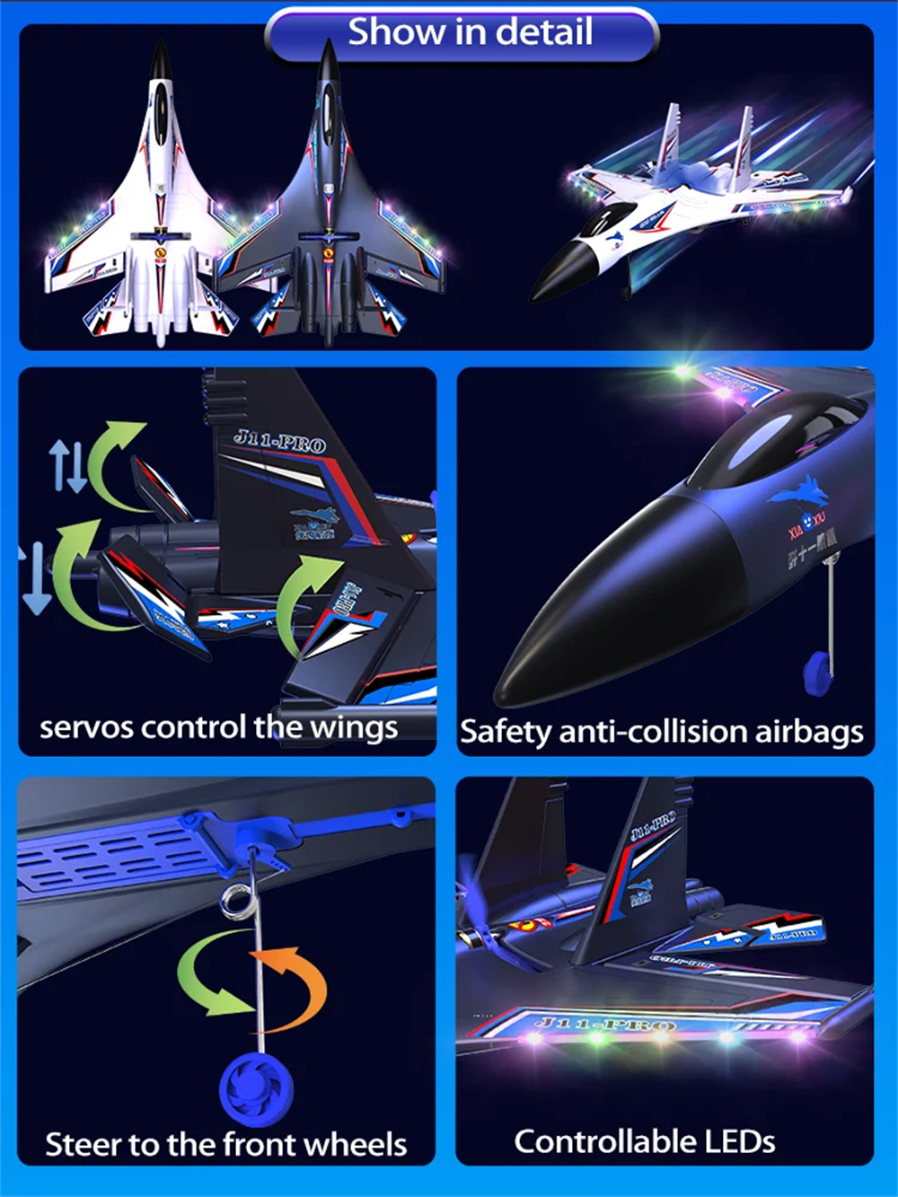 XIAXIU J11-Pro Sea Land Air 520mm Wingspan 2.4GHz 6CH Smart Balance 3D Aerobatics EPP RC Airplane Fixed Wing Jet RTF