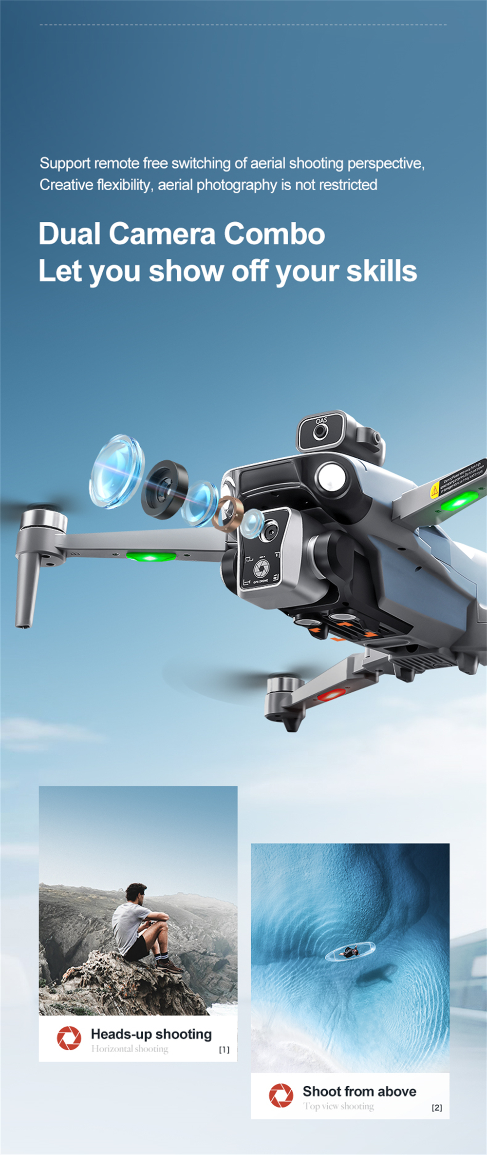 XKJ K19 MAX GPS 5G WiFi FPV with 5.9inch LCD Screen Controller HD Dual Camera Servo Gimbal 360° Obstacle Avoidance One-Key Airdrop Brushless Foldable RC Drone Quadcopter RTF