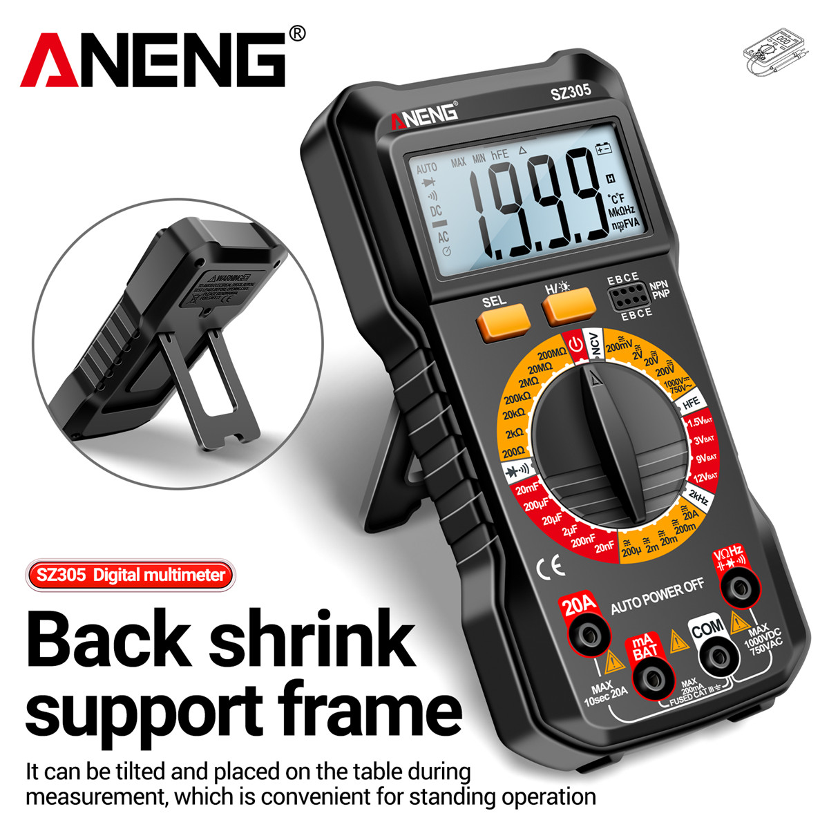 ANENG SZ305 1999 Counts Multimeter Capacitor Testers Professional Smart Voltmeter AC/DC Votage Current Resistance Ohm Test Tools