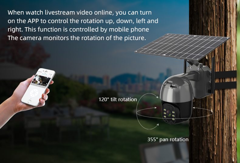 Q5BPro 4G Solar Powered Camera PTZ Wireless Color Night Vision 9600mAh Buit-in Mic Audio Intercom IP65 TF Card & Cloud Storage Home Security Cameras European Version