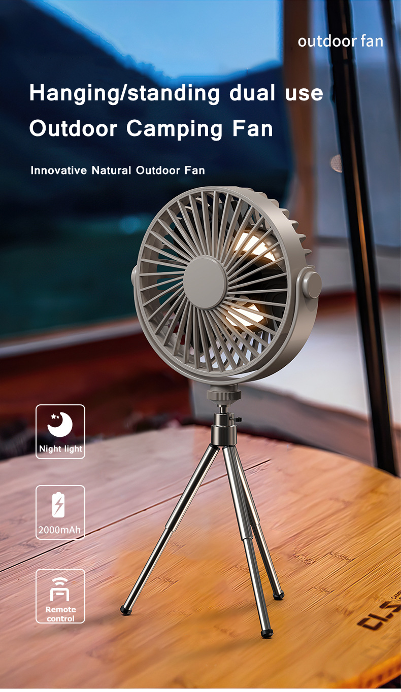 Remote Control Floor Table Air Cooler Mini Portable Ceiling Fan 360° Rotation 3-speed Wind Wireless for Camping Home Night Light
