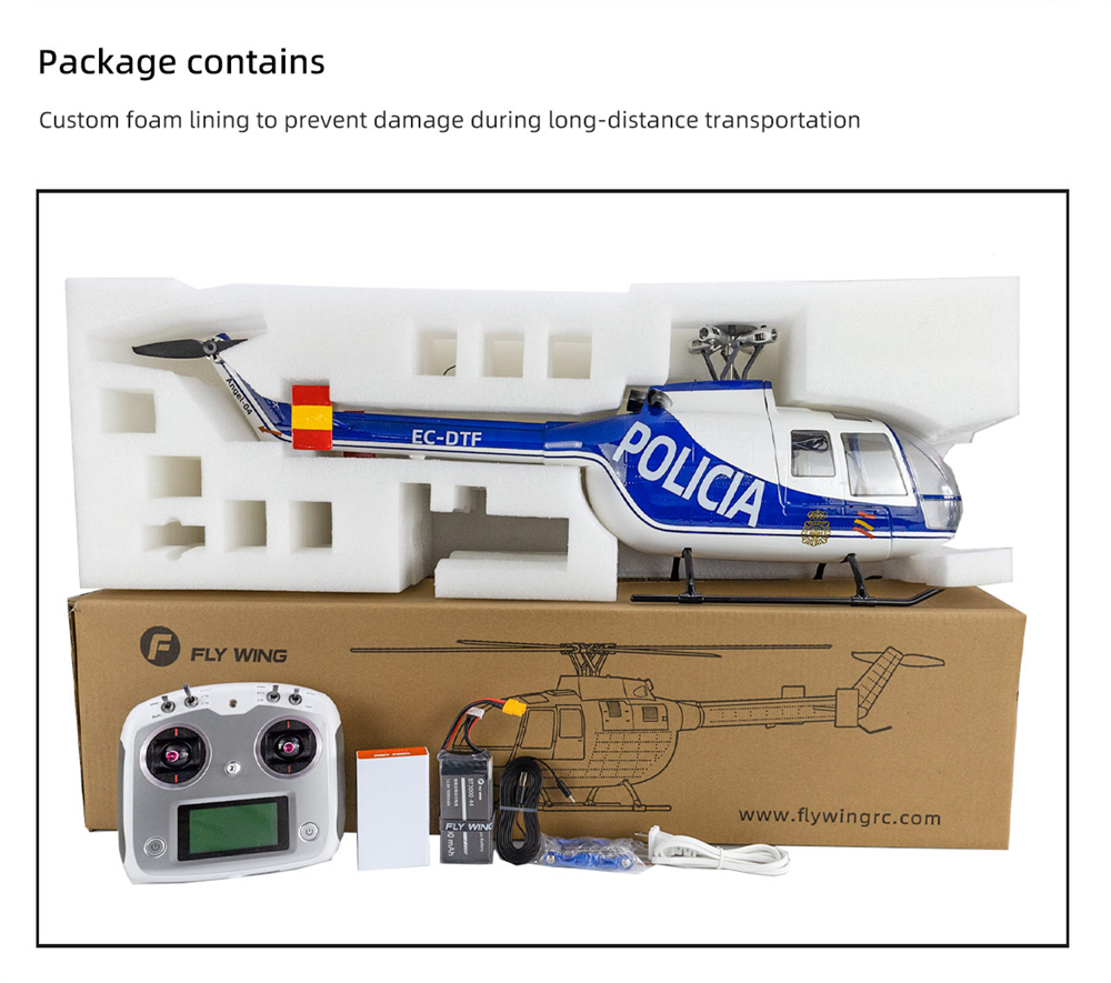 FLY WING BO-105 470 Class 2.4G 6CH GPS Stabilized Scale RC Helicopter RTF With H1 Flight Controller