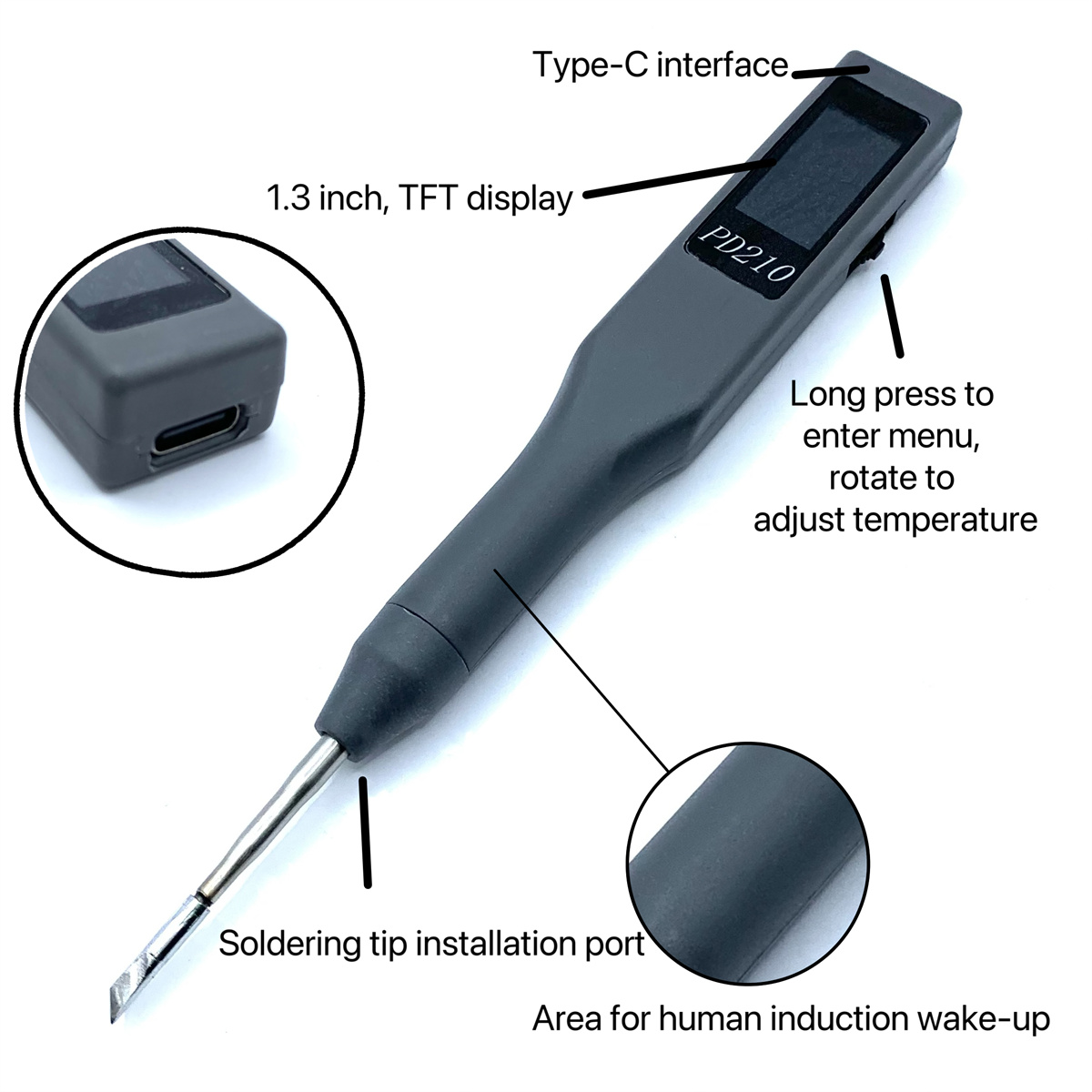 PD210 Professional 70W Adjustable Temperature Soldering Iron TFT Screen for Precision DIY Projects High Efficiency Fast Heating PD3.0 Fast Charging