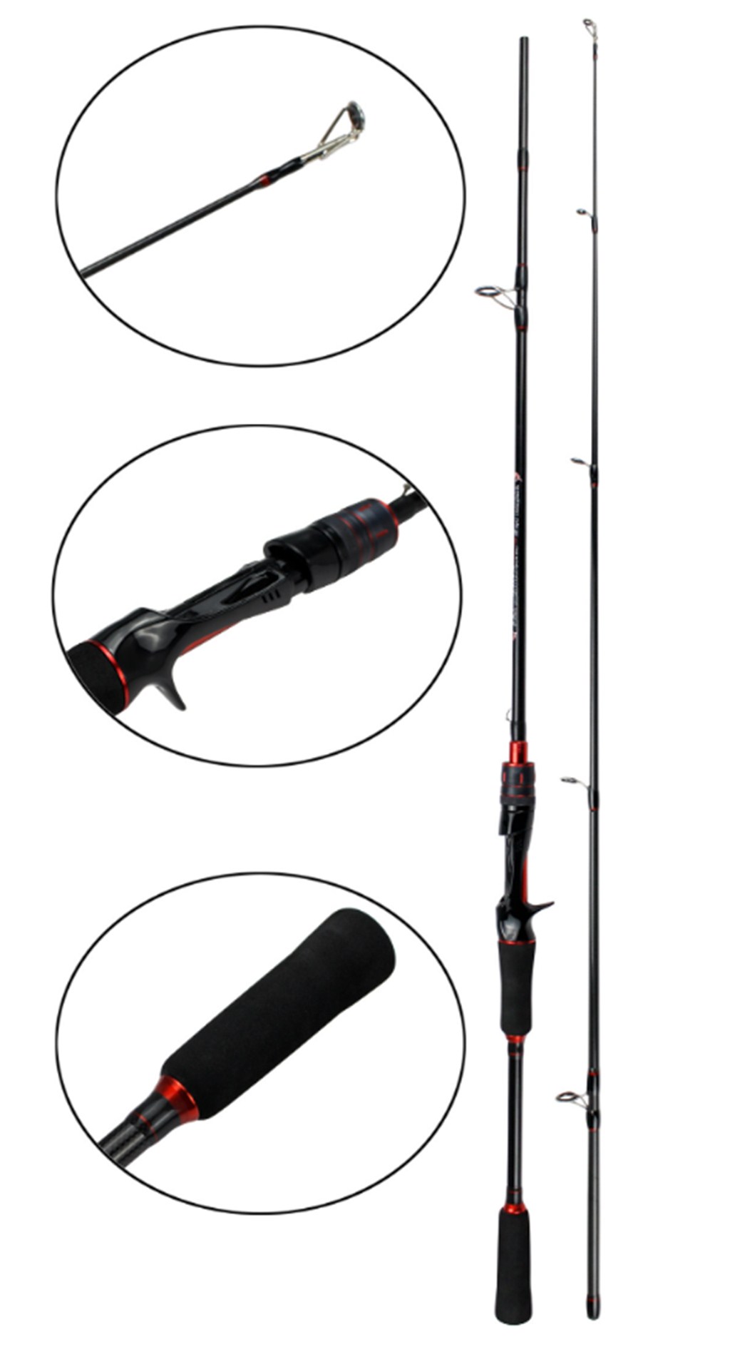 1.8M 2.1M 2.4M EVA Foam Handle 2 Section Carbon Fiber Lure Ultralight Spinning Fishing Rod