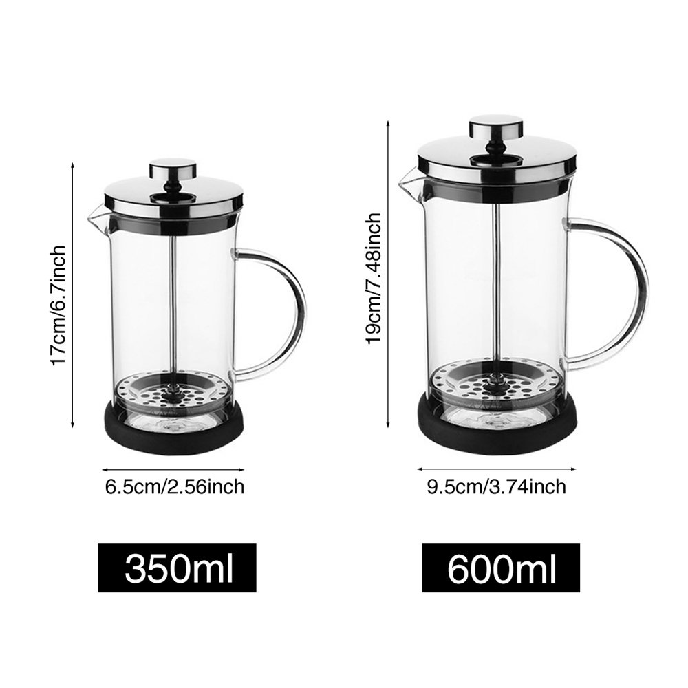 350ml/600ml Manual French Pressure Coffee Maker Portable Drinkware Durable Teapot Stainless Steel Easy to Clean Heat Level Kitchen