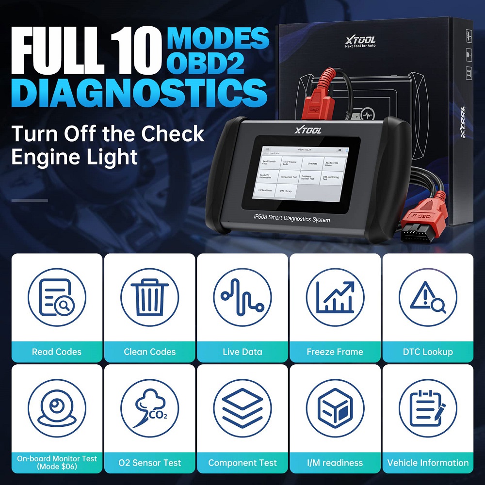 XTOOL InPlus IP508 OBD2 5 System Diagnostic Tools Car ABS SRS AT Engine Scanner with EPB Oil 6 Reset Auto VIN Online Free Update