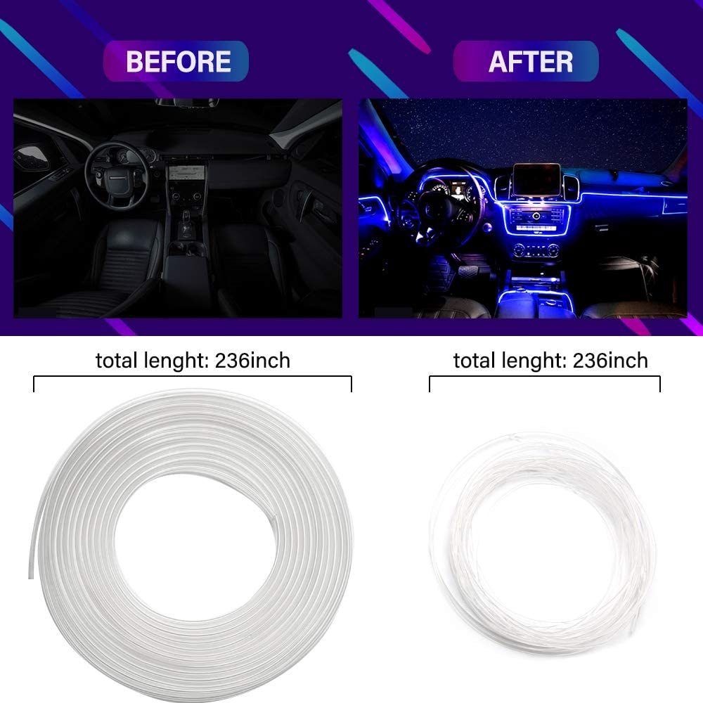 1IN1 2M RGB LED Atmosphere Car Interior Ambient Light Strips Light by App Control Neon LED Dash Board Decorative Lamp