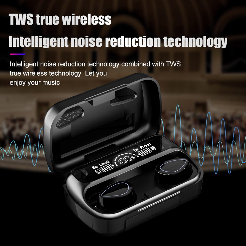 SKY-10 TWS bluetooth 5.3 Earphone 9D Surround Stereo Bass ENC Noise Cancelling Digital Display IP54 Waterproof Touch Control In-ear Sports Headphone with Mic