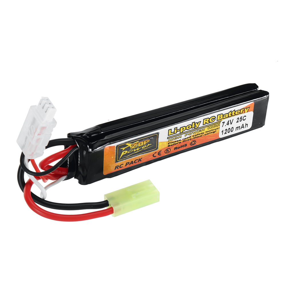 ZOP Power 7.4V 1200mAh 2S 25C LiPo Battery Tamiya Plug With T Plug Adapter Cable for RC Car