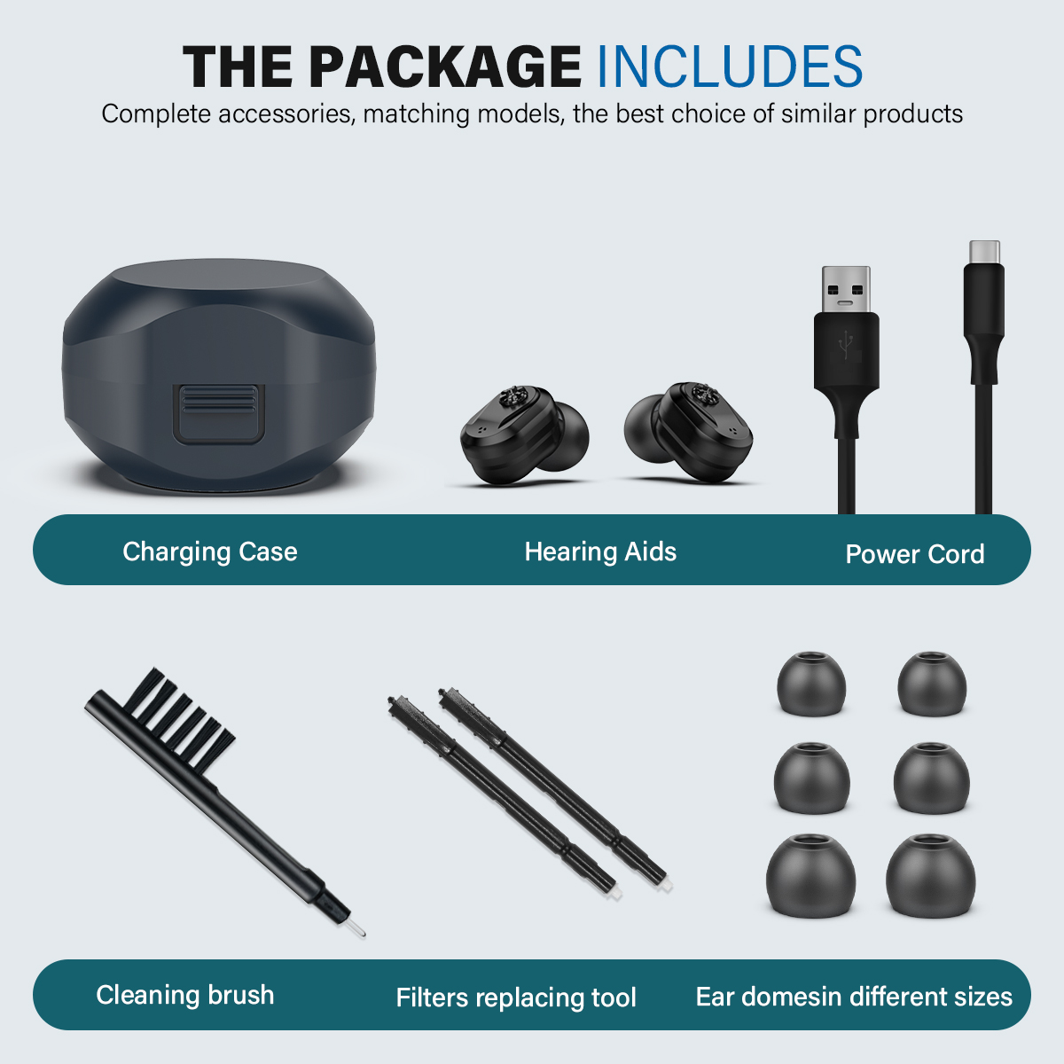 Rechargeable Hearing Aids Sound Amplifiers with Portable Charging Case Noise Cancelling Volume Adjustable  for The Elderly
