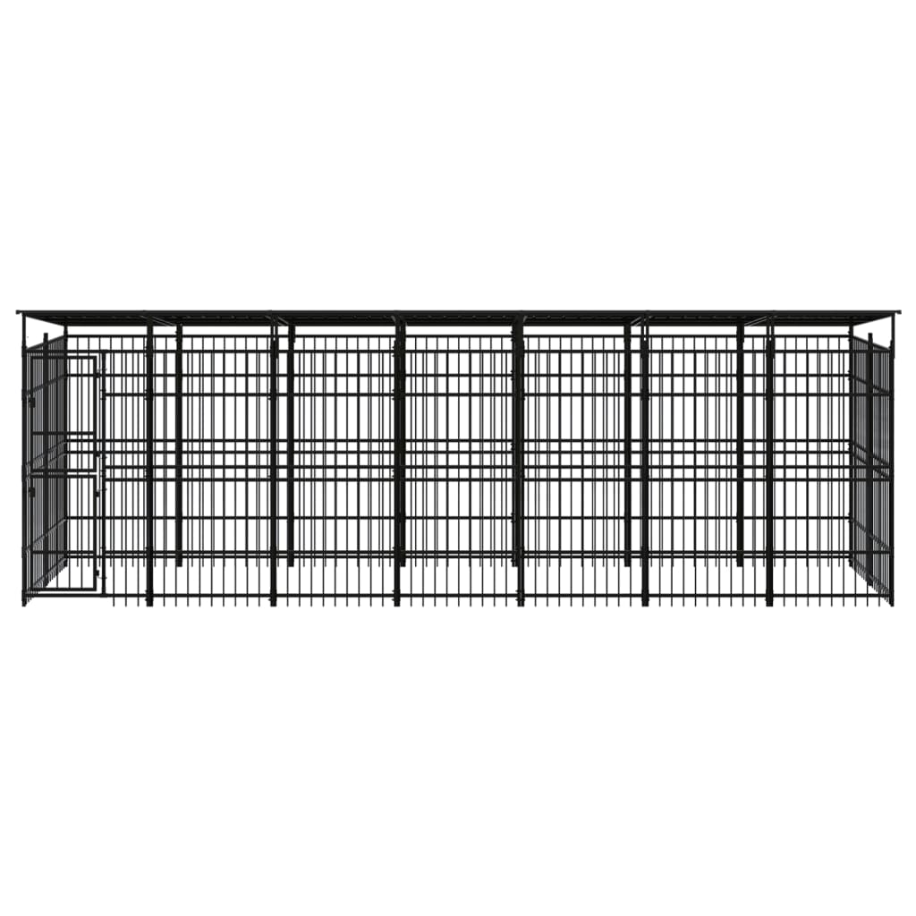 Outdoor Dog Kennel with Roof Steel 138.9 ft²