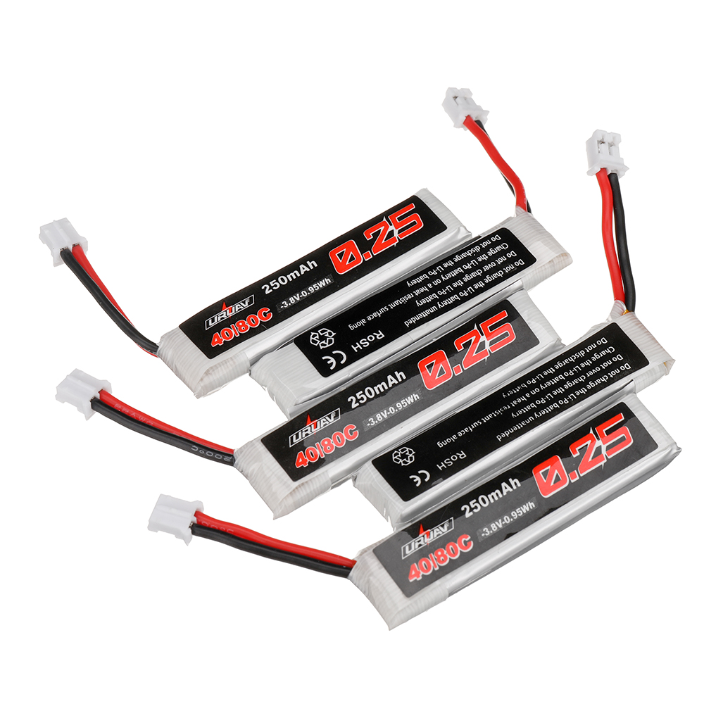 5Pcs URUAV 3.8V 250mAh 40C/80C 1S HV 4.35V LiPo Battery PH2.0 Plug for RC Drone