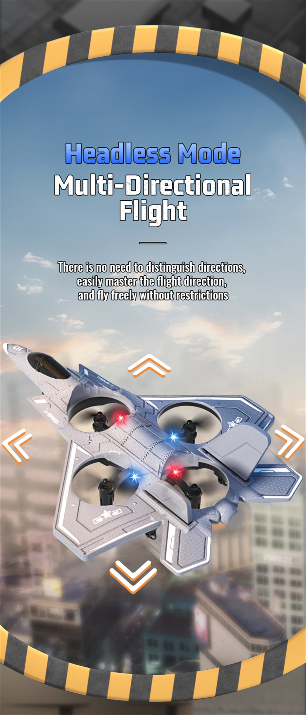 JJRC H128 2.4G EVA Fighter Altitude Hold Mode 360° Roll Turbofans Motors 4CH LED RC Toy Gift Remote Control Drone Airplane Quadcopter Stunt Glider RTF