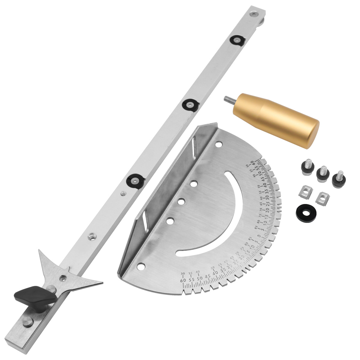 Precision Miter Gauge W/ A Standard Slot -Universal Table Saw Miter Gauge High Accuracy Miter Saw Protractor with 27 Angle Stops