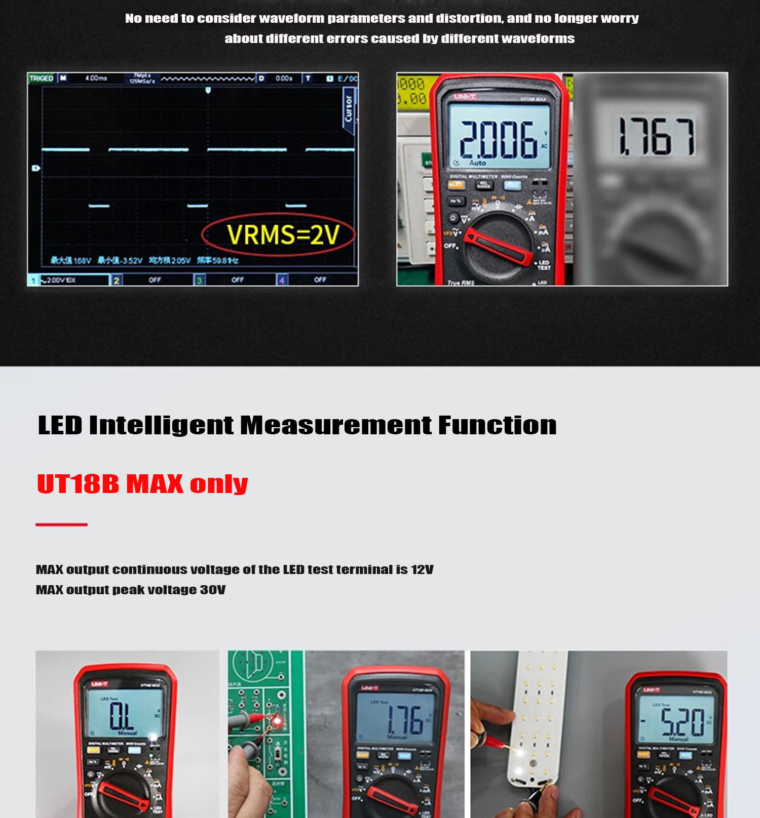 UNI-T UT18B MAX True RMS Digital Multimeters Voltmeter Auto Range Ammeter Frequency Capacitance Tester VFD