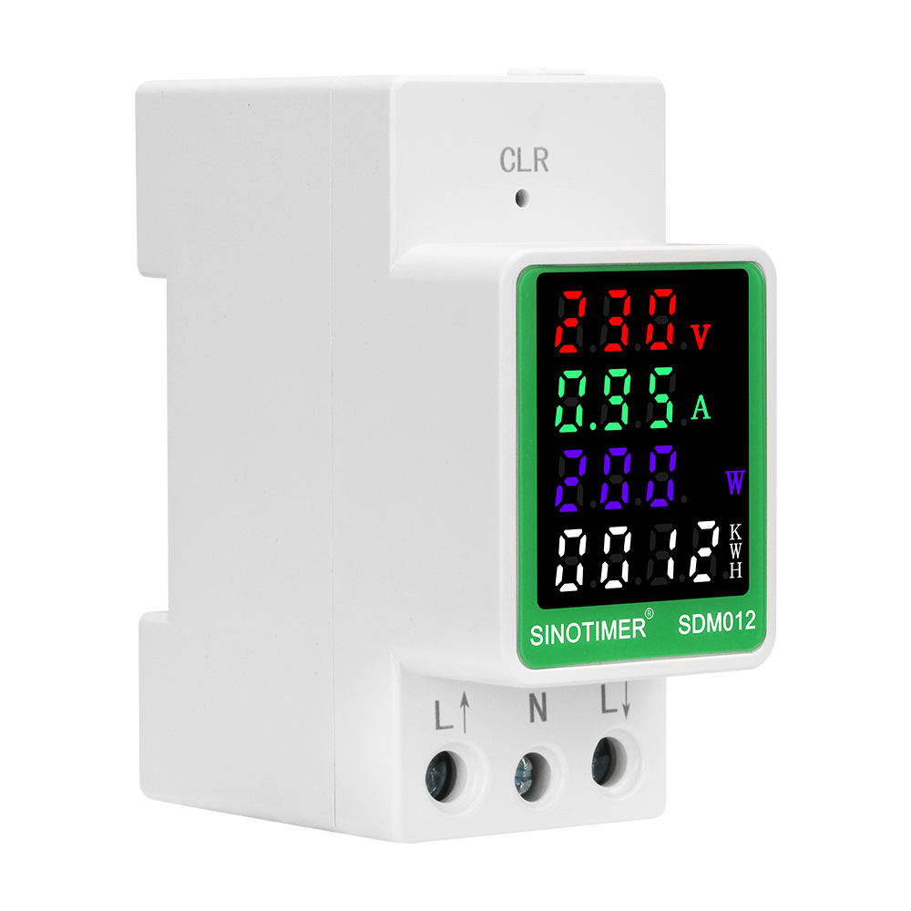 SINOTIMER SDM012 Multifunctional AC Digital Display Meter for Energy Management Measures AC Voltage Current Frequency Power Factor and Energy (kWh) Accurate and Reliable Monitoring 100A Base Current 50/60Hz Ideal for Home and Industrial Use