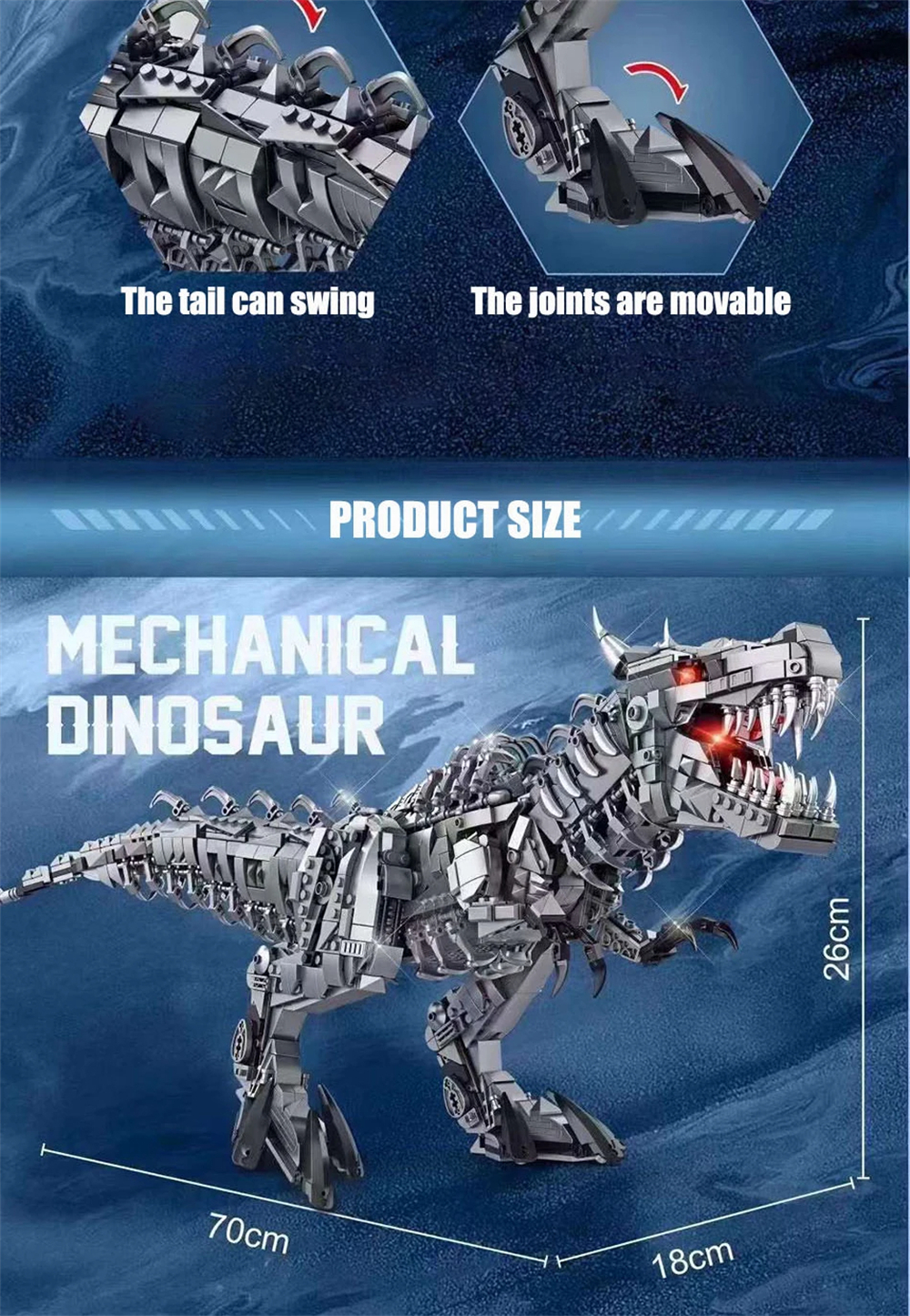 611016 Mechanical Tyrannosaurus Rex Building Blocks with Lights