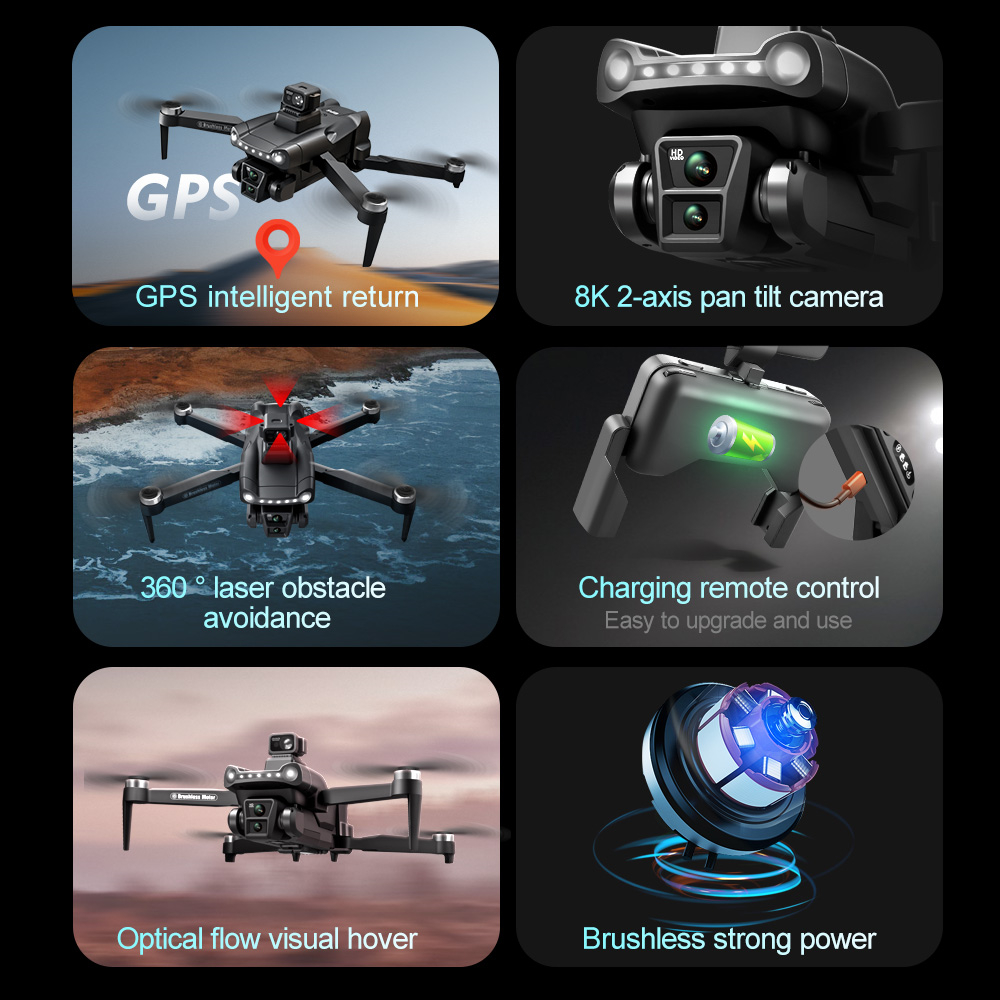 WLRC V198 PRO MAX GPS 5G WiFi FPV with 1080P HD Dual Camera Servo Gimbal 360° Obstacle Avoidance Optical Flow Hover Brushless Foldable RC Drone Quadcopter RTF