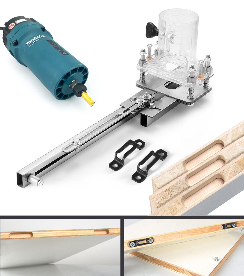 2 in 1 Woodworking Connector Slotter Wardrobe Cabinet Invisible Fastener Hinge Hole Opener Mold Trimming Machine Woodworking Tool