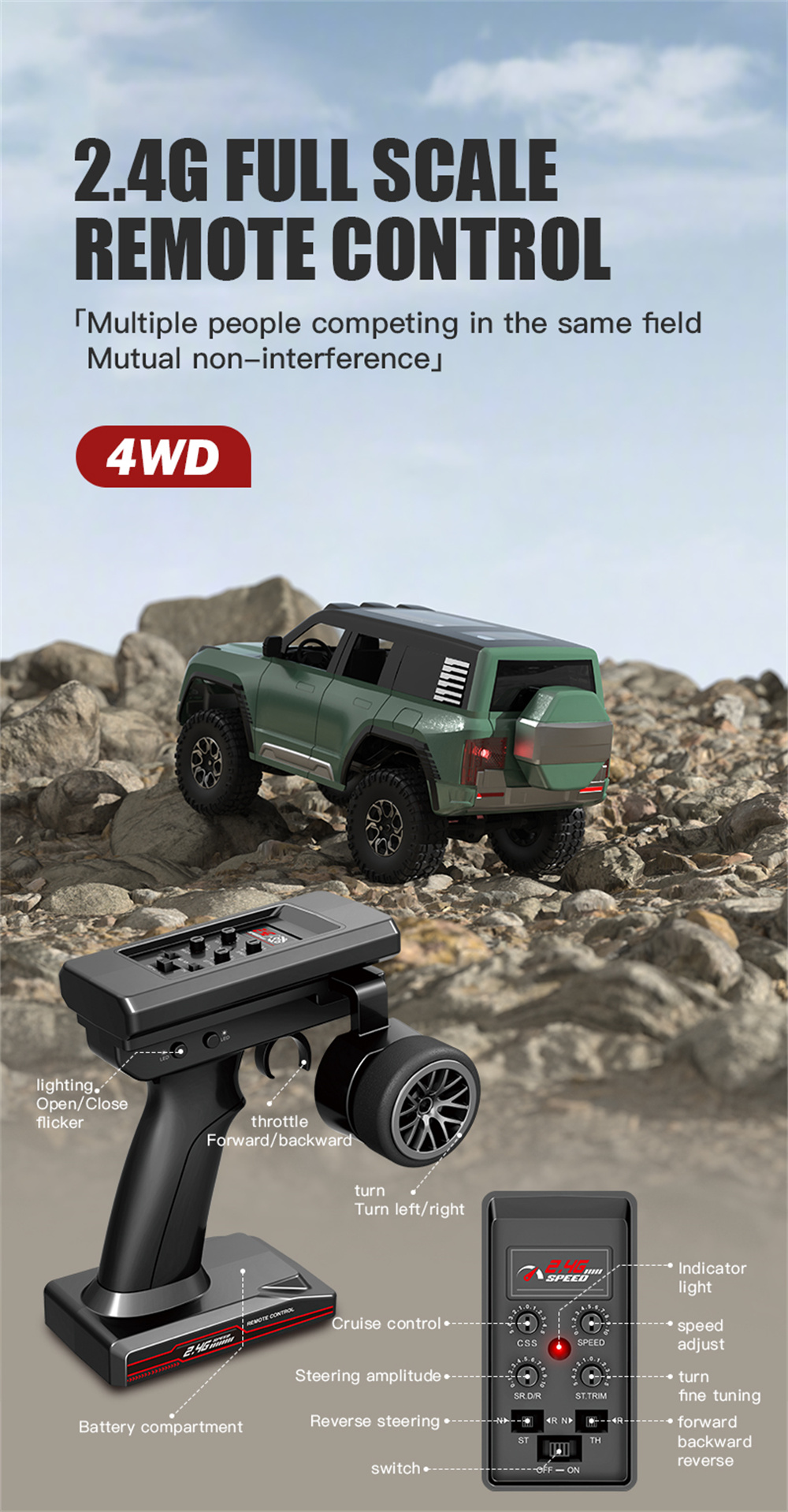 SG PINECONE FOREST 2403 for Wrangler 1/24 2.4G 4WD RC Car Off-Road Vehicles Climbing Rock Crawler Full Scale LED Light Models Toys