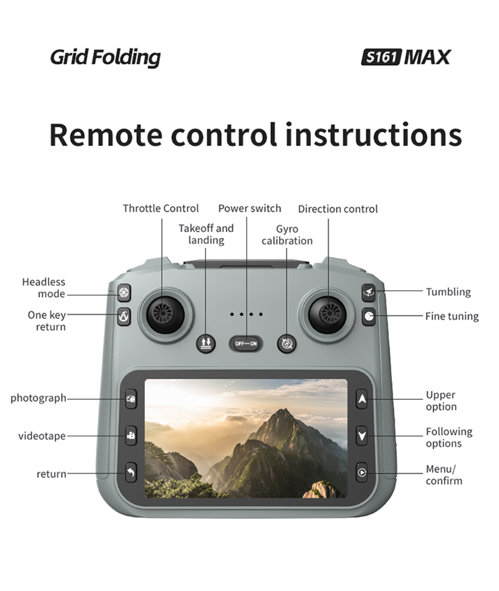 GGIRC S161 MAX 5G WiFi FPV with 5.9inch LCD Screen Controller 720P HD Dual Camera Servo Gimbal Optical Flow Positioning Grid Full Protection Brushless Pocket Foldable RC Drone Quadcopter RTF