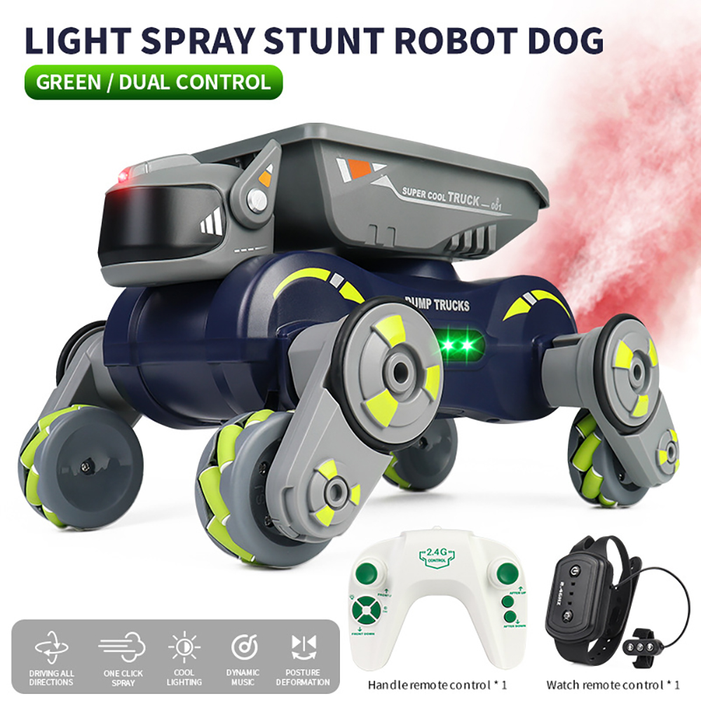 JC013P 2.4G 4WD RC Car Robot Dog Radio Gesture Induction Music Light Stunt Remote Control Car off-Road Control Boys Toys for Children Gifts