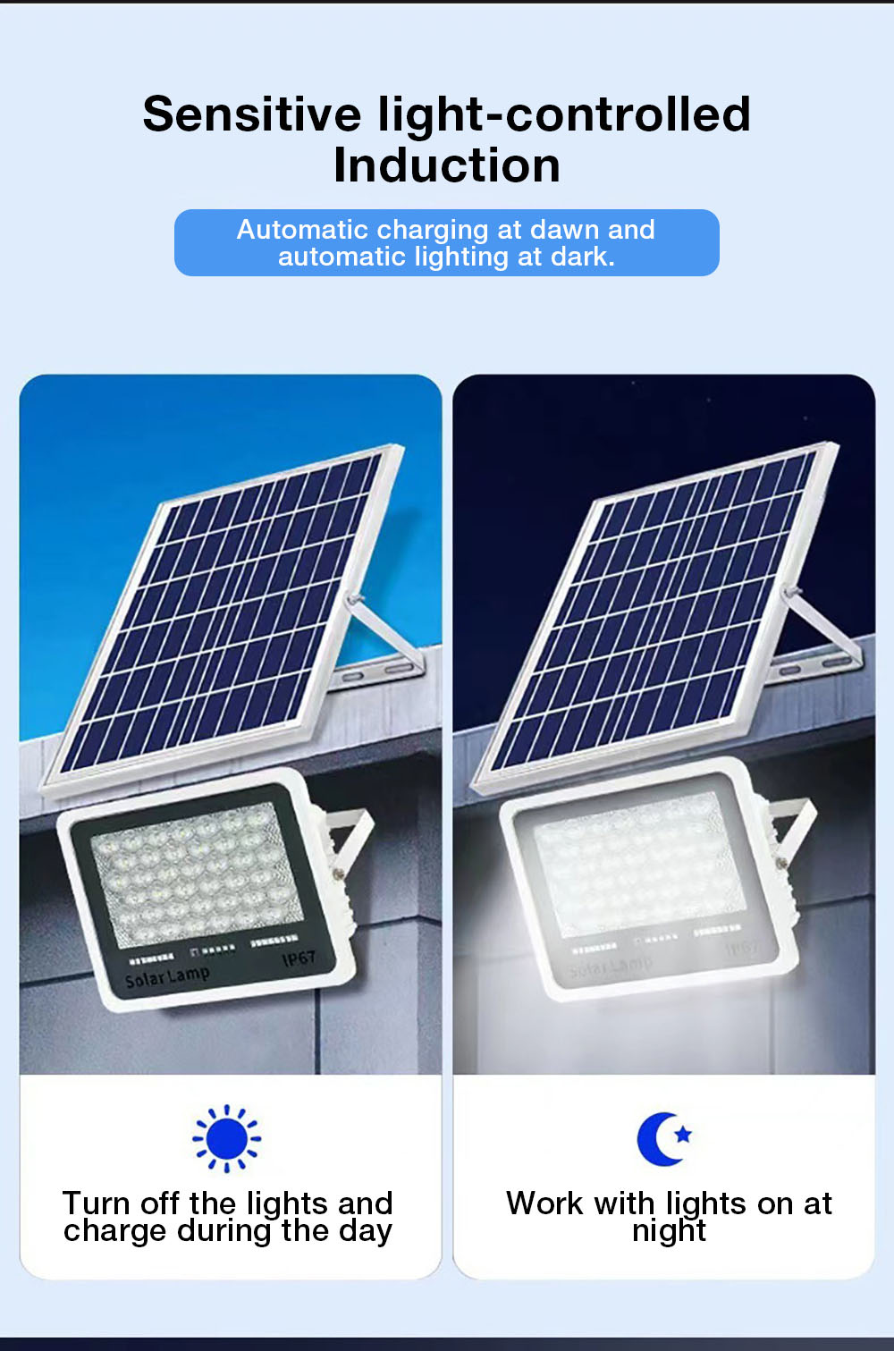 Outdoor Solar LED Flood Light 30/65/100W IP67 Energy Save Spotlight Solar Garden Wall Light with Remote Control Solar Street Light