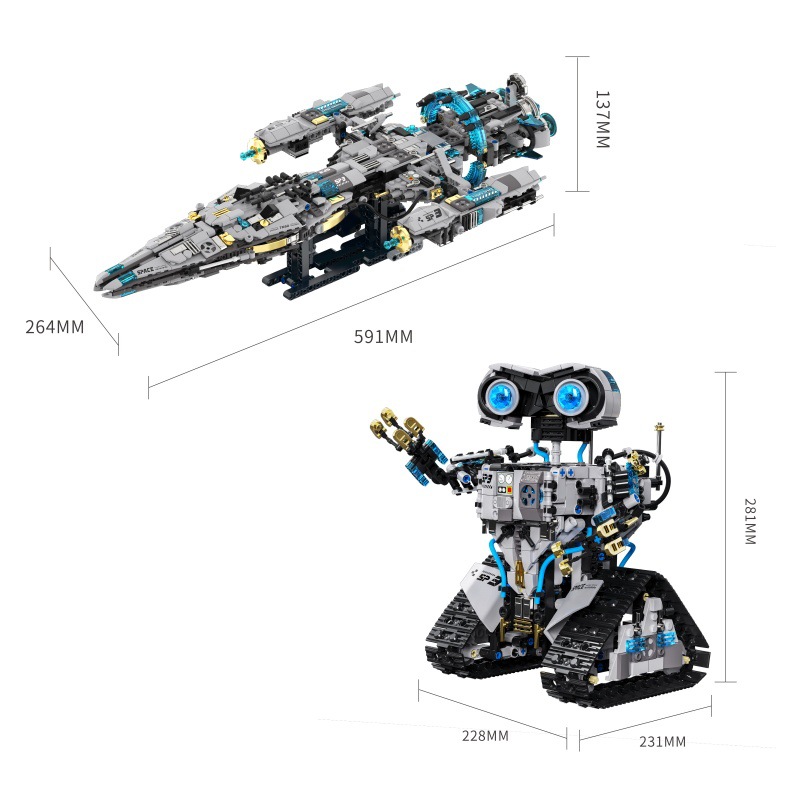 TUOMU T1107 1468ピースデュアルモード宇宙船ロボットコンビネーション