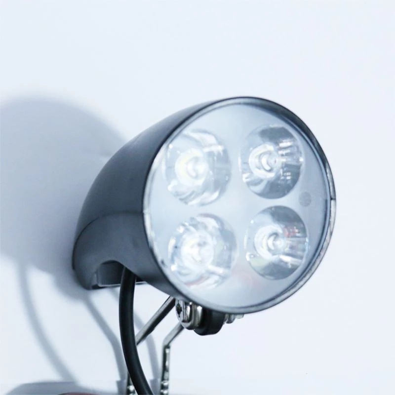 36/48V E-Bike Light Scooter Lamp Electric Bicycle 4 LED Front Headlight With Horn