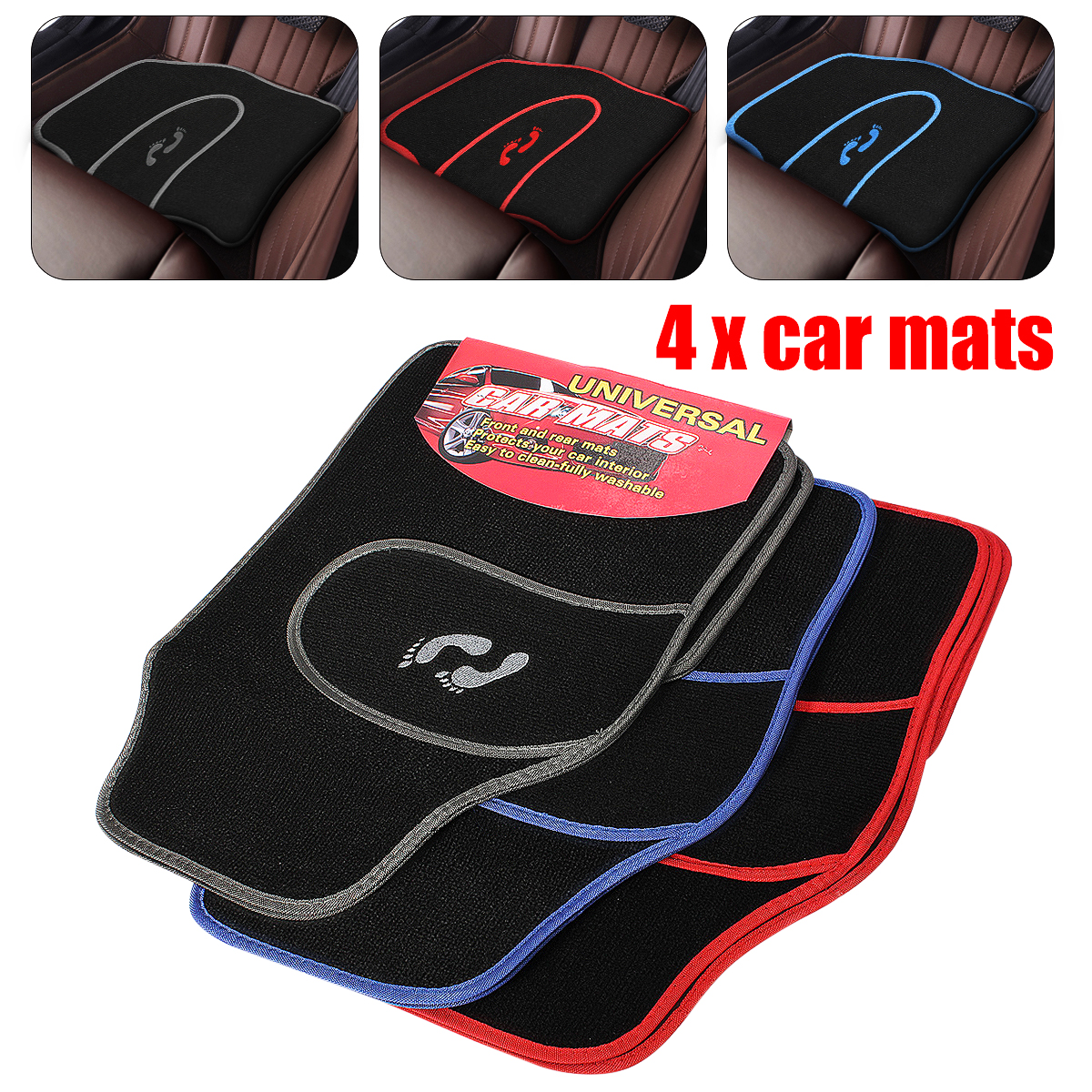 Neufu 4pcs Tapis De Sol Pour Voiture Avant Et Arriere Moquette Avec